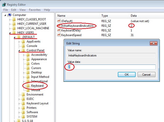 Initialkeyboardindicators Registry Setting 如何修復筆記型電腦鍵盤故障?