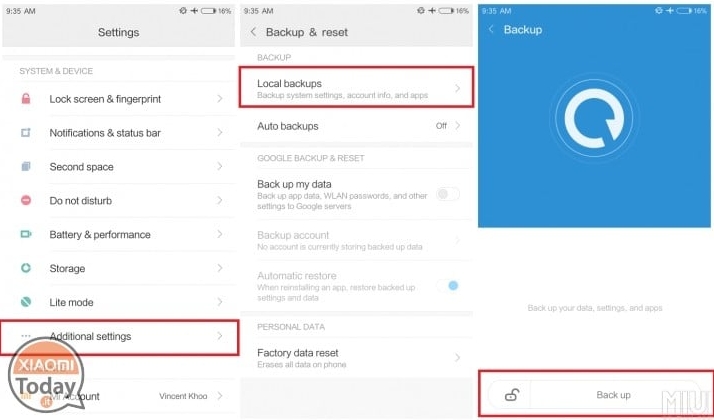 Restore xiaomi Contacts from Local Backup Files