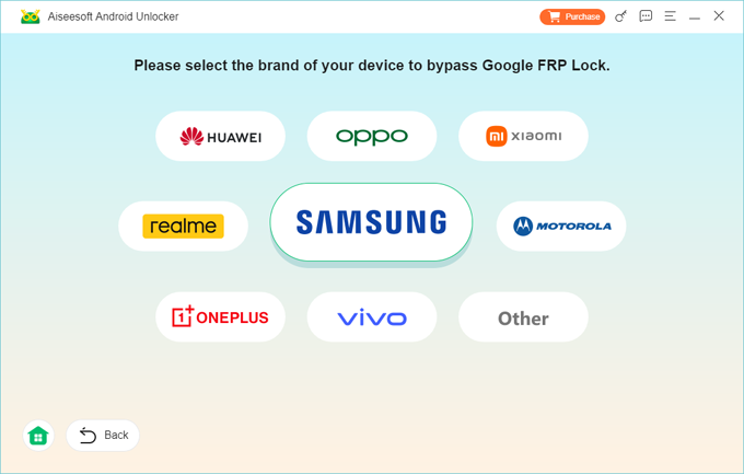Choose the correct device brand and Android version if prompted