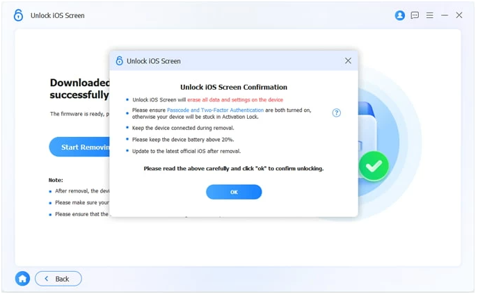 start removing to unlock your iphone