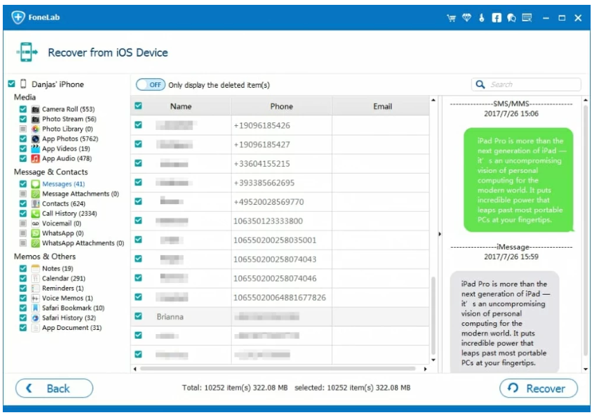 Select the camera roll you want and click Recover