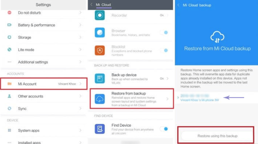 Restore Deleted Messages from Mi Cloud Backup