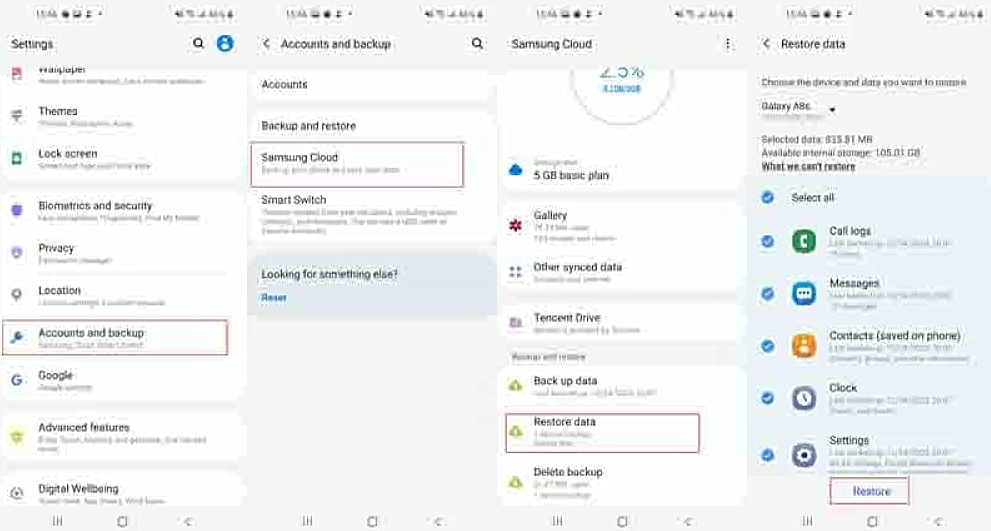 Restore Deleted Messages from Samsung Cloud Backup