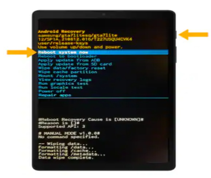 Choose Reboot System Now