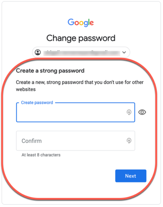 Create a new google password